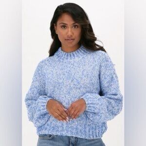 Soda Speckled Blue and White Marled Knit Sweater